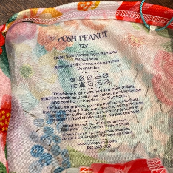 Posh Peanut Bamboo Petra Floral Short Sleeve Peplum Top & Short Set 12 NWT - Picture 4 of 7